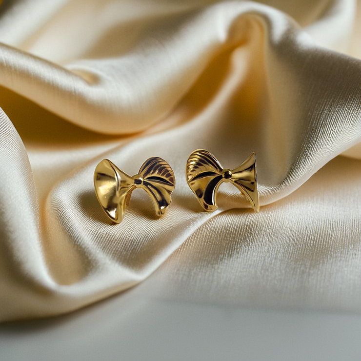 Bow Studs Earrings - Gold