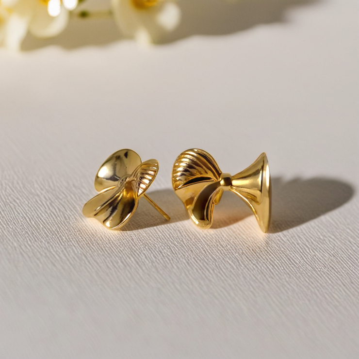 Bow Studs Earrings - Gold