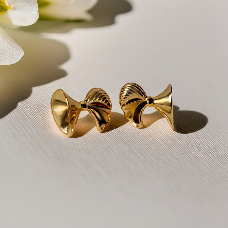 Bow Studs Earrings - Gold