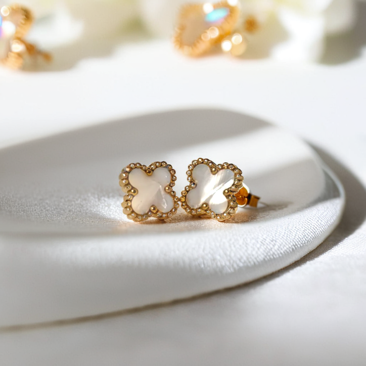 Clover Earrings - White