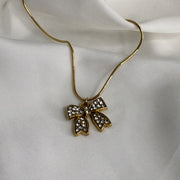 Diamond Bow Necklace
