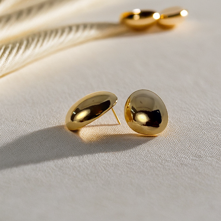 Pebble Stone Studs - Gold