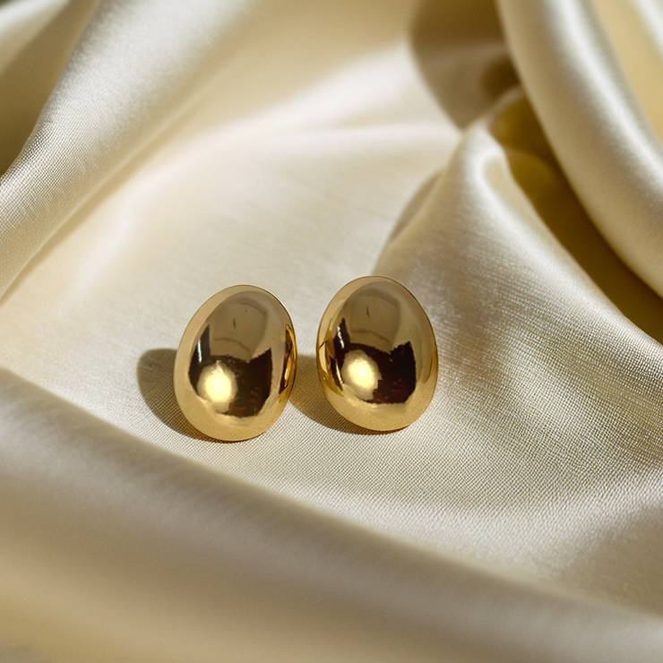 Pebble Stone Studs - Gold