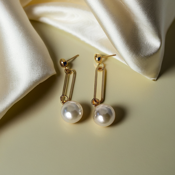 Spoke Pearl Drop Earrings
