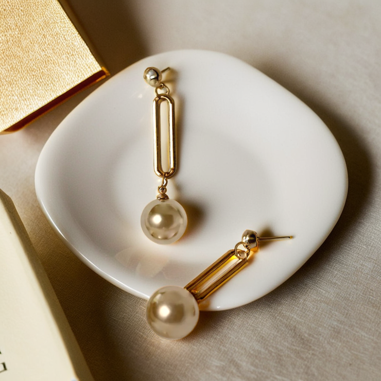 Spoke Pearl Drop Earrings