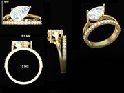 Pear Cut Diamond Bridal Set | Yellow Gold Engagement Ring & Wedding Band | Teardrop Diamond Ring with Pavé Band | Luxury Bridal Jewelry