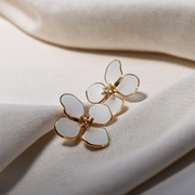 White Floral Stud Earrings