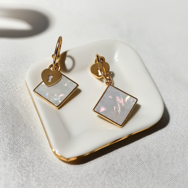 White Locker Earrings