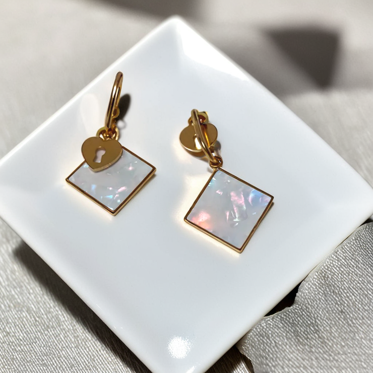 White Locker Earrings