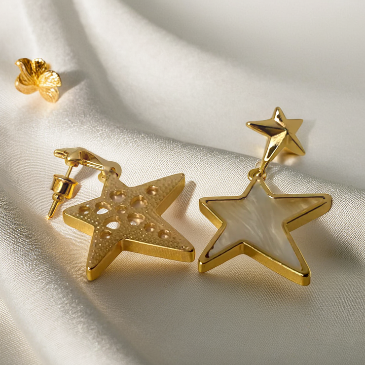 Star White Stone Earrings