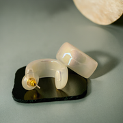 Pearl Half Hoop Earrings