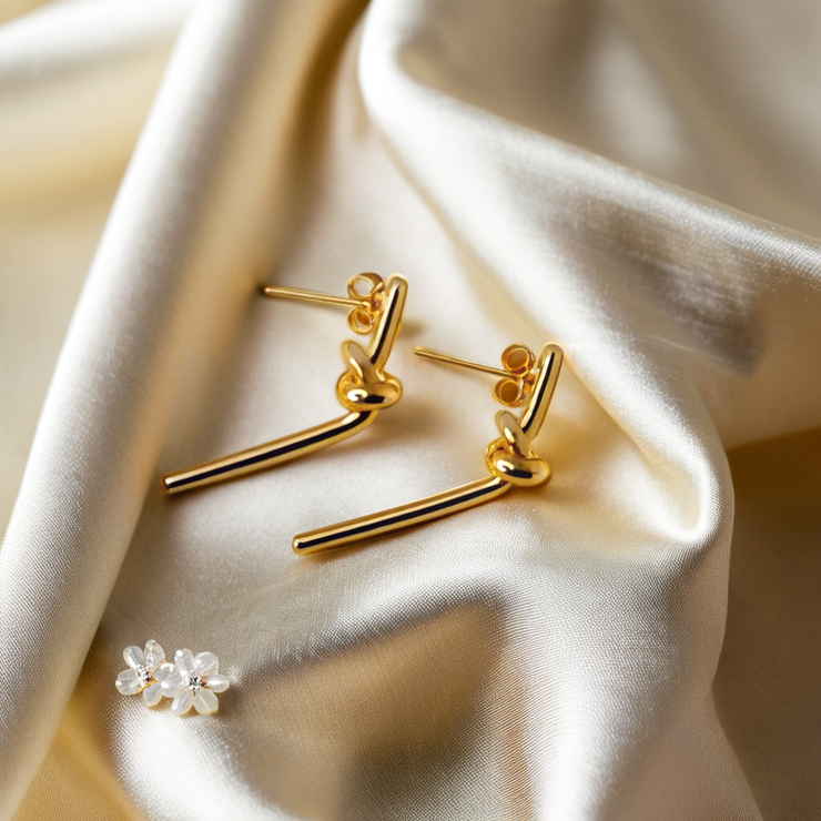 Long Knot Gold Earring
