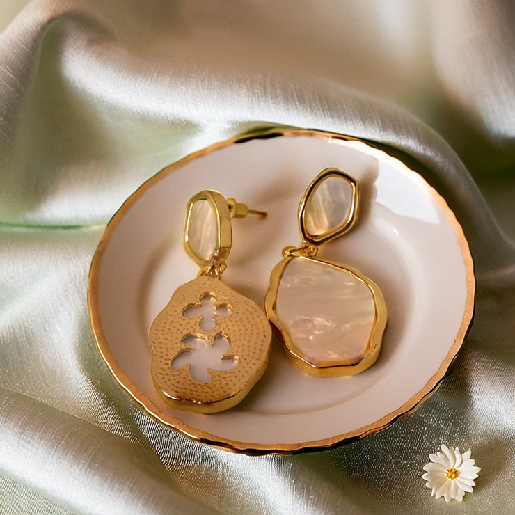 White Stone Earrings