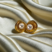Pearl In Shell Studs Earrings