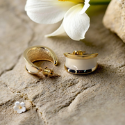 Ivory Enamel Hoop Earrings