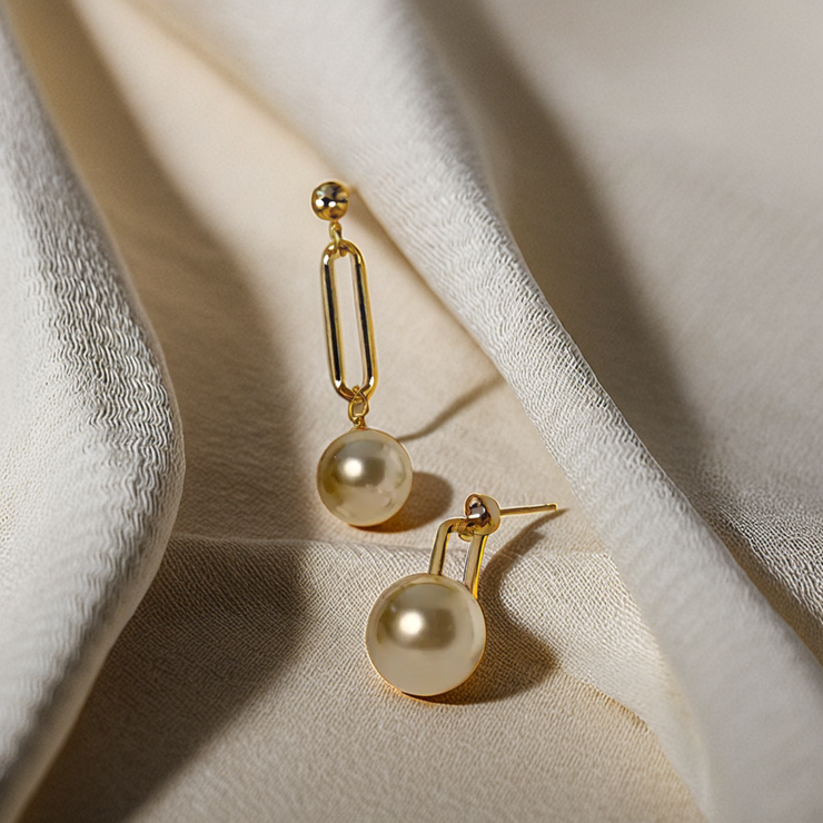 Spoke Pearl Drop Earrings